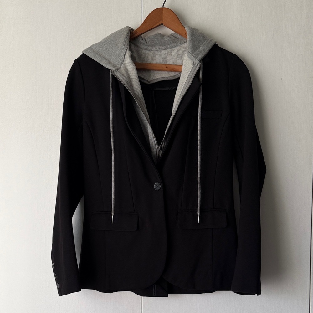 Liverpool Black Blazer with Gray removable Hoodie